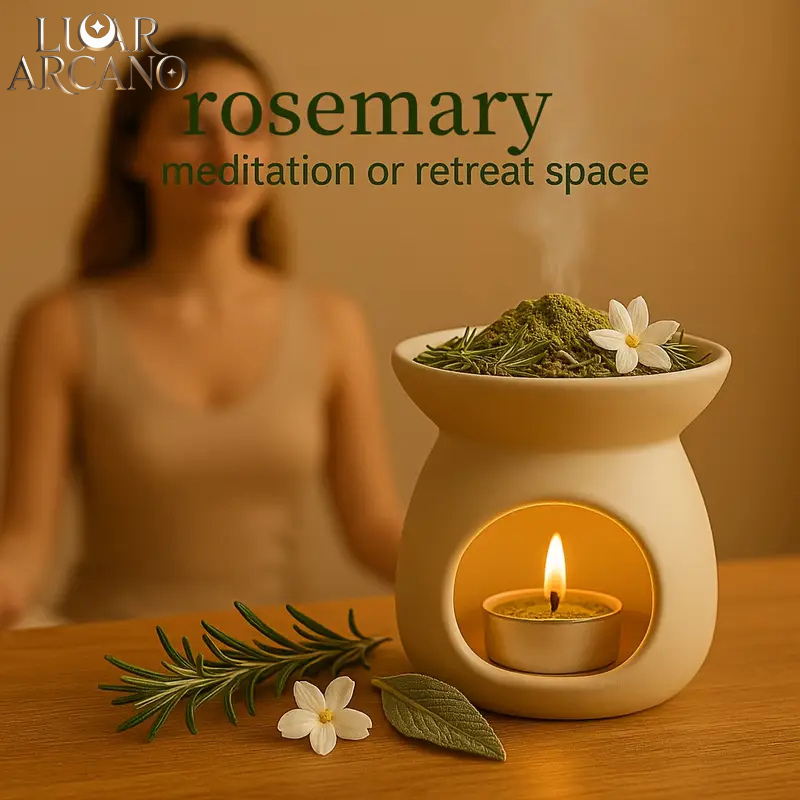 Pó de Incenso de Alecrim Puro – Energia, Clareza Mental e Proteção | Luar Arcano