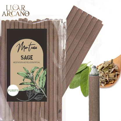 Incenso Natural Sálvia Branca & Palo Santo – Purificação e Energia Positiva | Luar Arcano