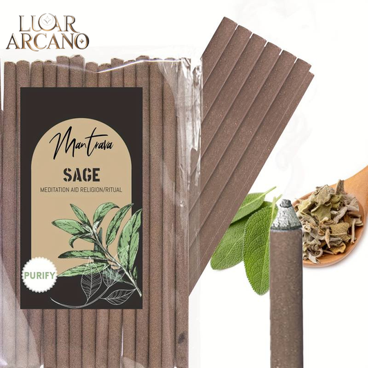 Incenso Natural Sálvia Branca & Palo Santo – Purificação e Energia Positiva | Luar Arcano