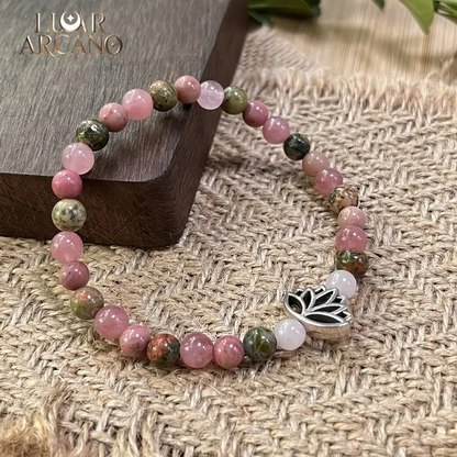 Pulseira Reiki Amor & Prosperidade – Quartzo Rosa, Unakite e Energia de Cura | Luar Arcano