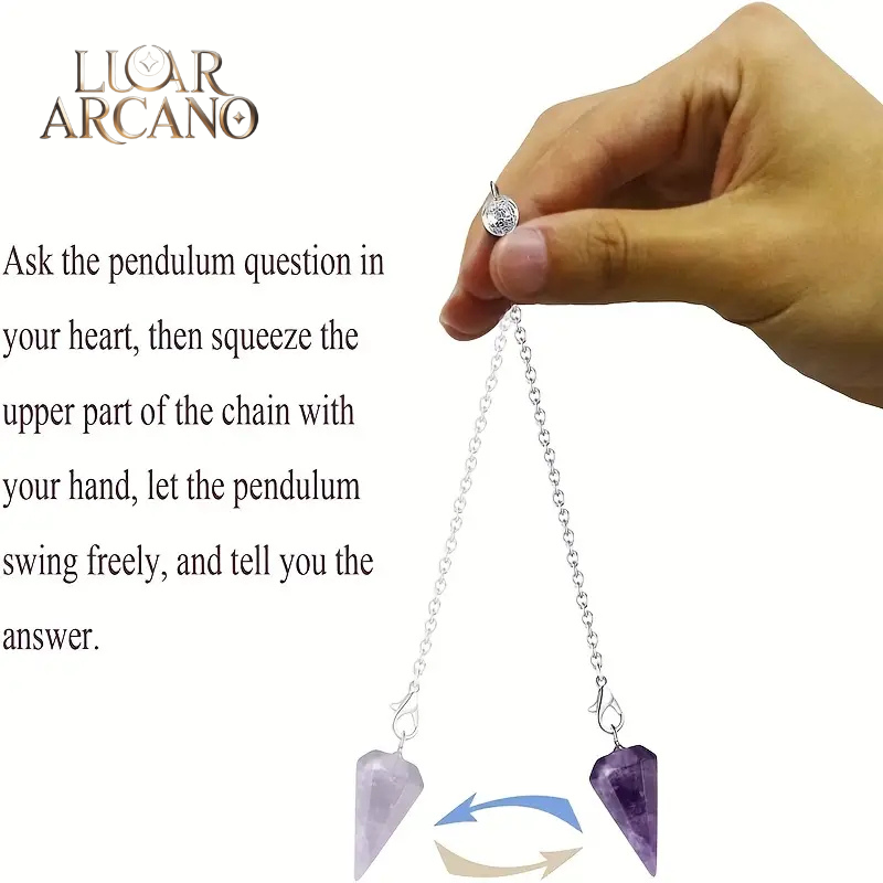 Conjunto de 3 Pêndulos de Cristal Natural para Adivinhação e Radiestesia | Energia, Intuição e Equilíbrio – Luar Arcano