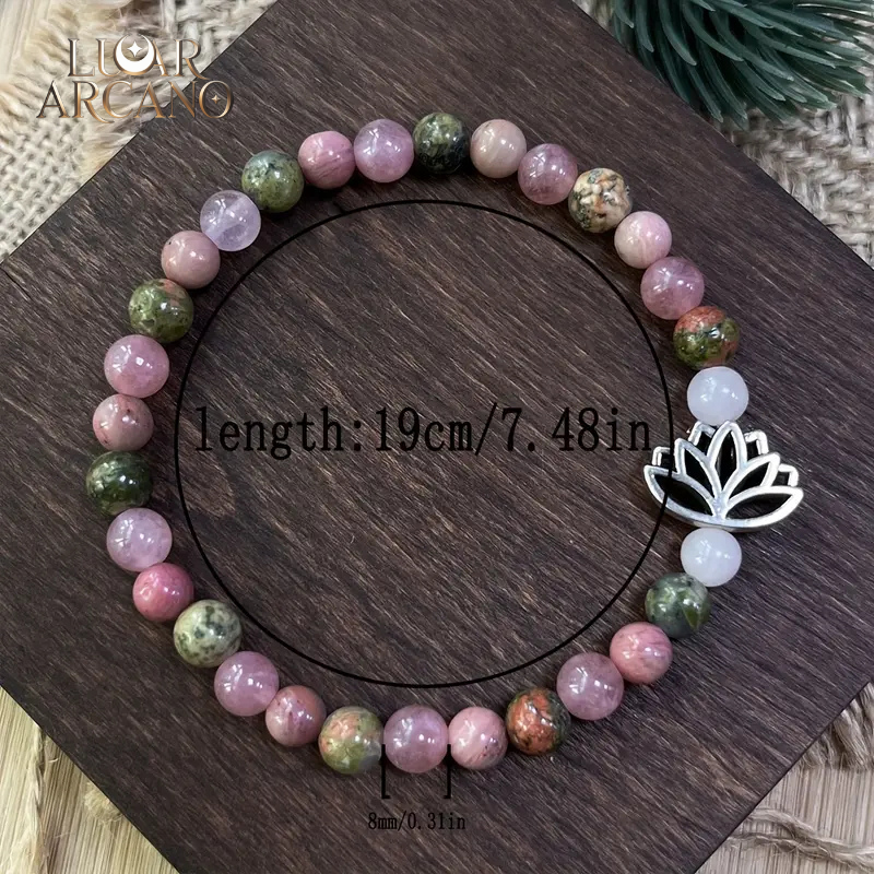 Pulseira Reiki Amor & Prosperidade – Quartzo Rosa, Unakite e Energia de Cura | Luar Arcano