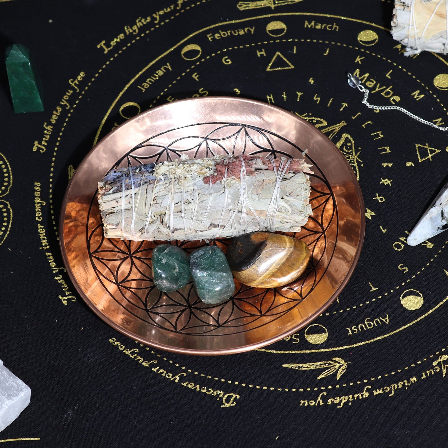 Prato de cobre para oferendas - Flor da Vida