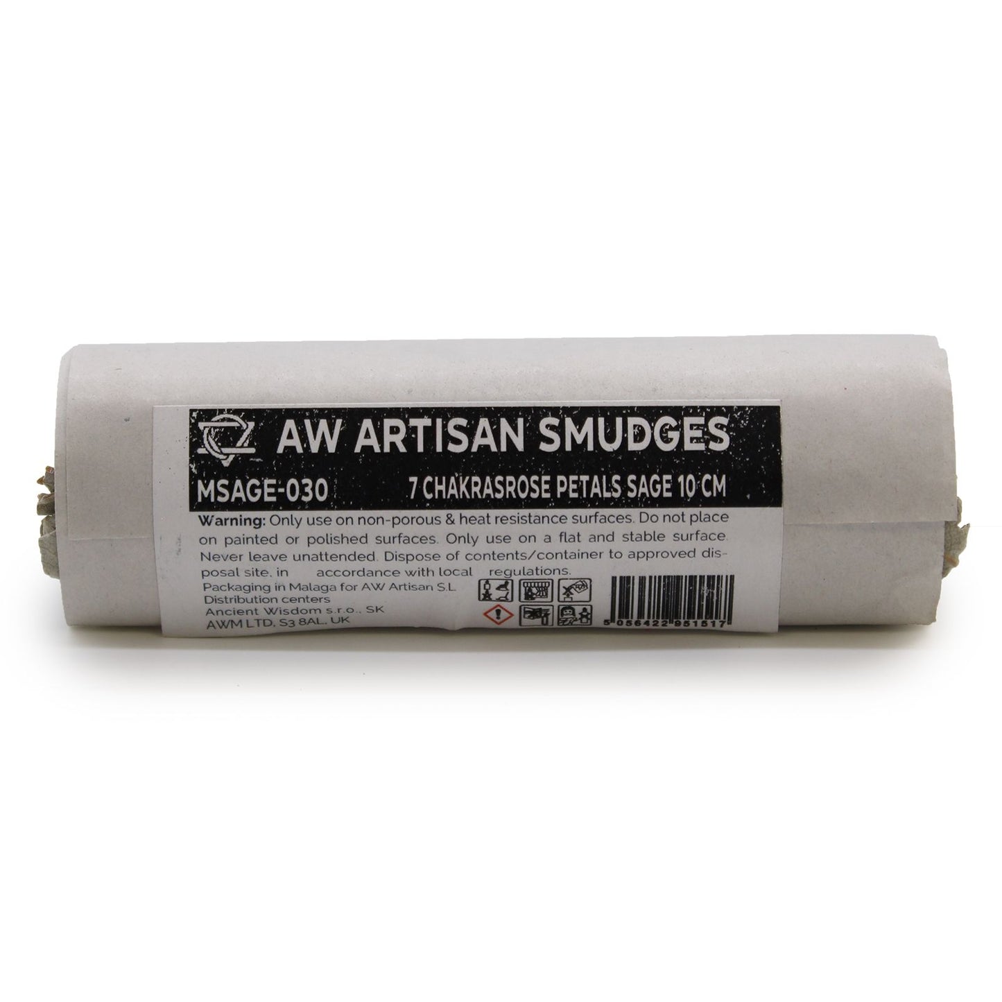 Maço de ervas - 7 Chakras Sálvia com pétalas de rosa 10 cm