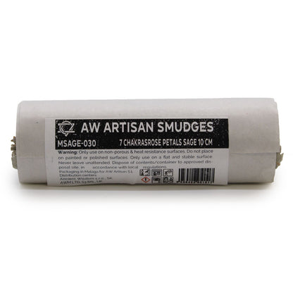 Maço de ervas - 7 Chakras Sálvia com pétalas de rosa 10 cm